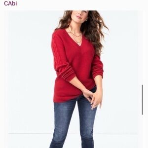 CAbi Women's V-Neck Sweater in Bold Red